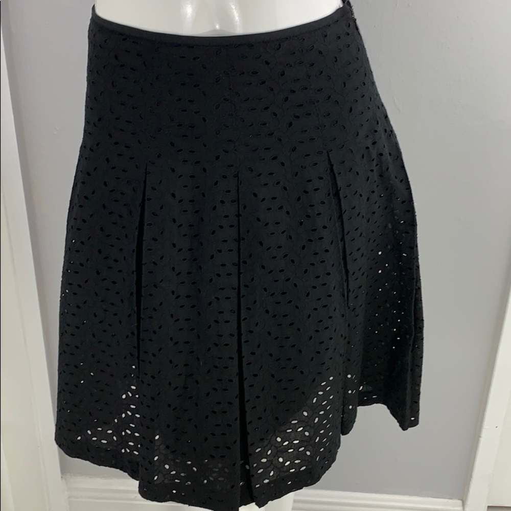 Elie Tahari Black Eyelet Skirt